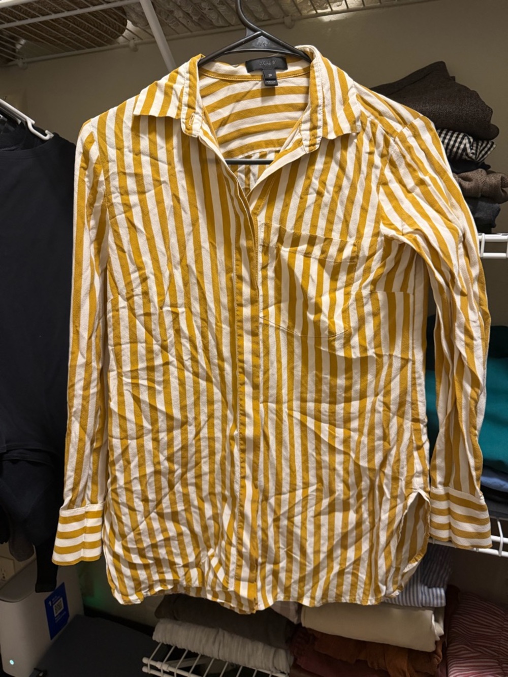 J. Crew Yellow and White Striped Button-Down Shirt